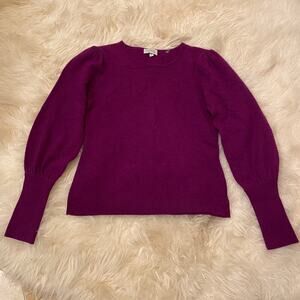 Kinross Cashmere Sweater S | Plum Purple, Puff Sleeve, 100% Cashmere MSRP $350